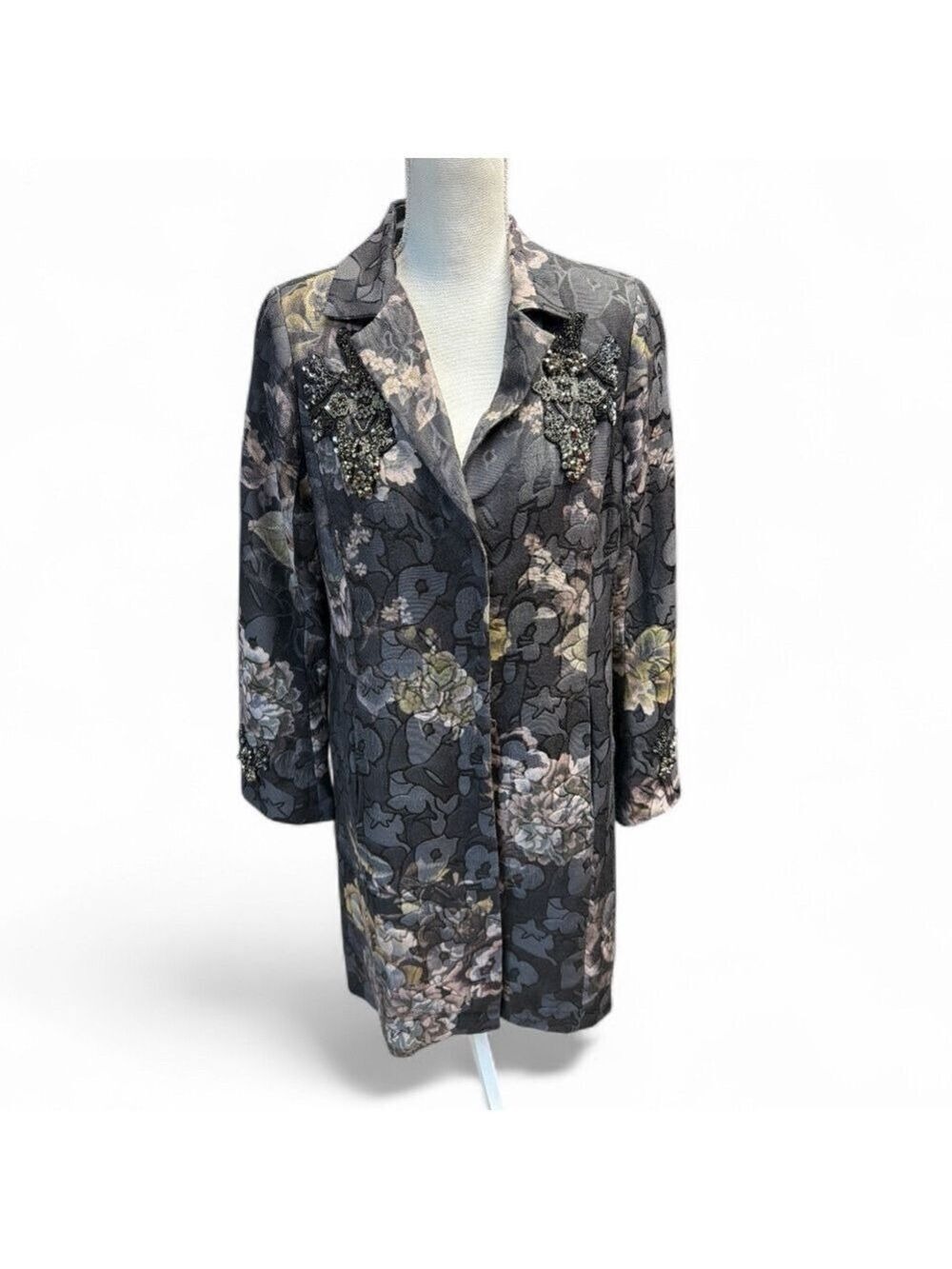 Johnny Was Women's Floral Jacquard Wool Blend Jacket Embellished Size S
